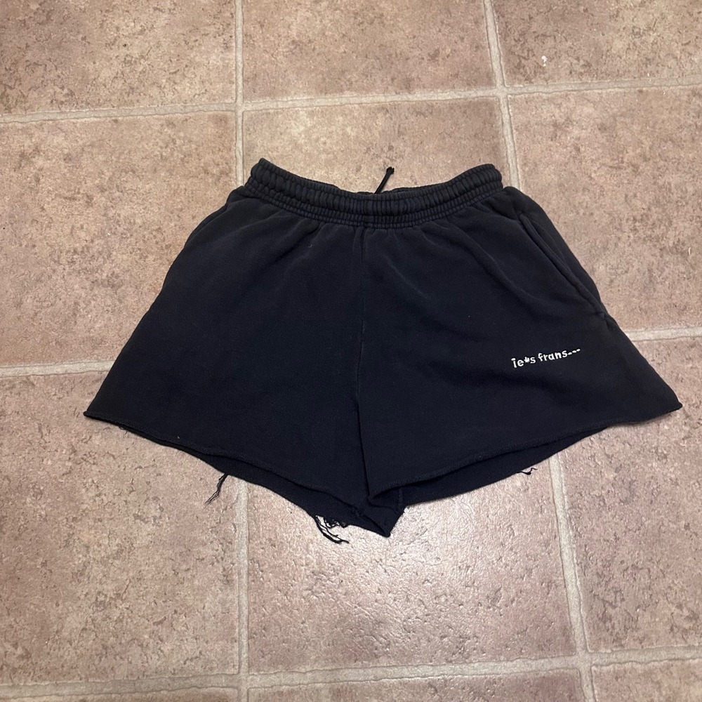 iets frans Sweat Shorts Women XS Black Excellent Raw Hem Loungewear